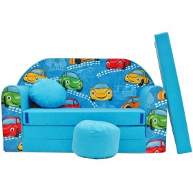 Gyermek kanapé Happy cars - kék, Welox