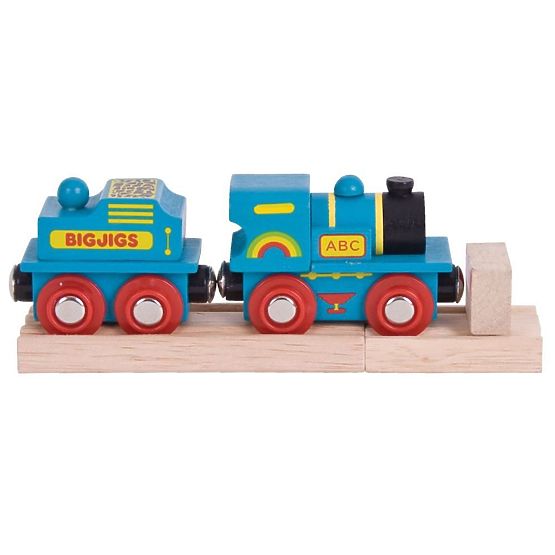 Bigjigs Rail Blue gép tender + 2 sínnel