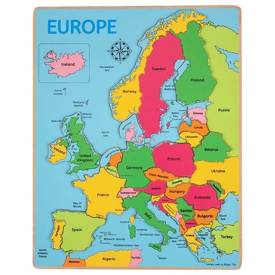 Bigjigs Toys Fa puzzle Európa térképe 25 darab