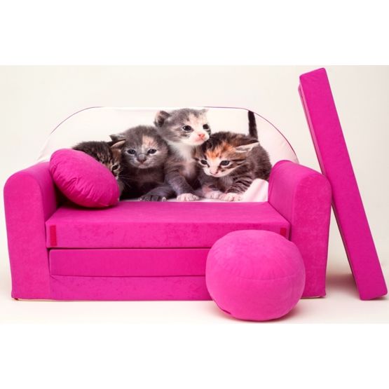 Gyerek kanapé Cicák - rózsaszín