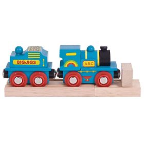 Bigjigs Rail Blue gép tender + 2 sínnel