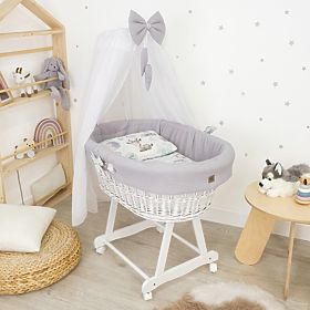 Fehér fonott ágy felszereléssel baba számára - Sün, Ourbaby®