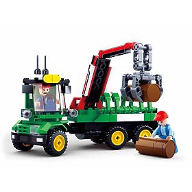 Sluban Town Farm M38-B0778 Építőkészlet - Traktor rönkszállító utánfutóval